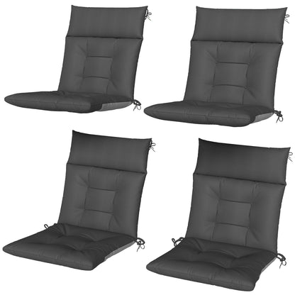 4-Pack Chair Cushions 43.9 x 20.9 x 3.15 in, Water-Resistant, Non-Slip, Tied Seat Pads for Indoor/Outdoor Furniture, Dark Gray