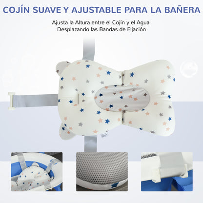 Foldable Baby Bathtub 0-3 Years 81.5x50.5x23.5 cm with Thermosensitive Plug Cushion and Anti-slip Pads Blue