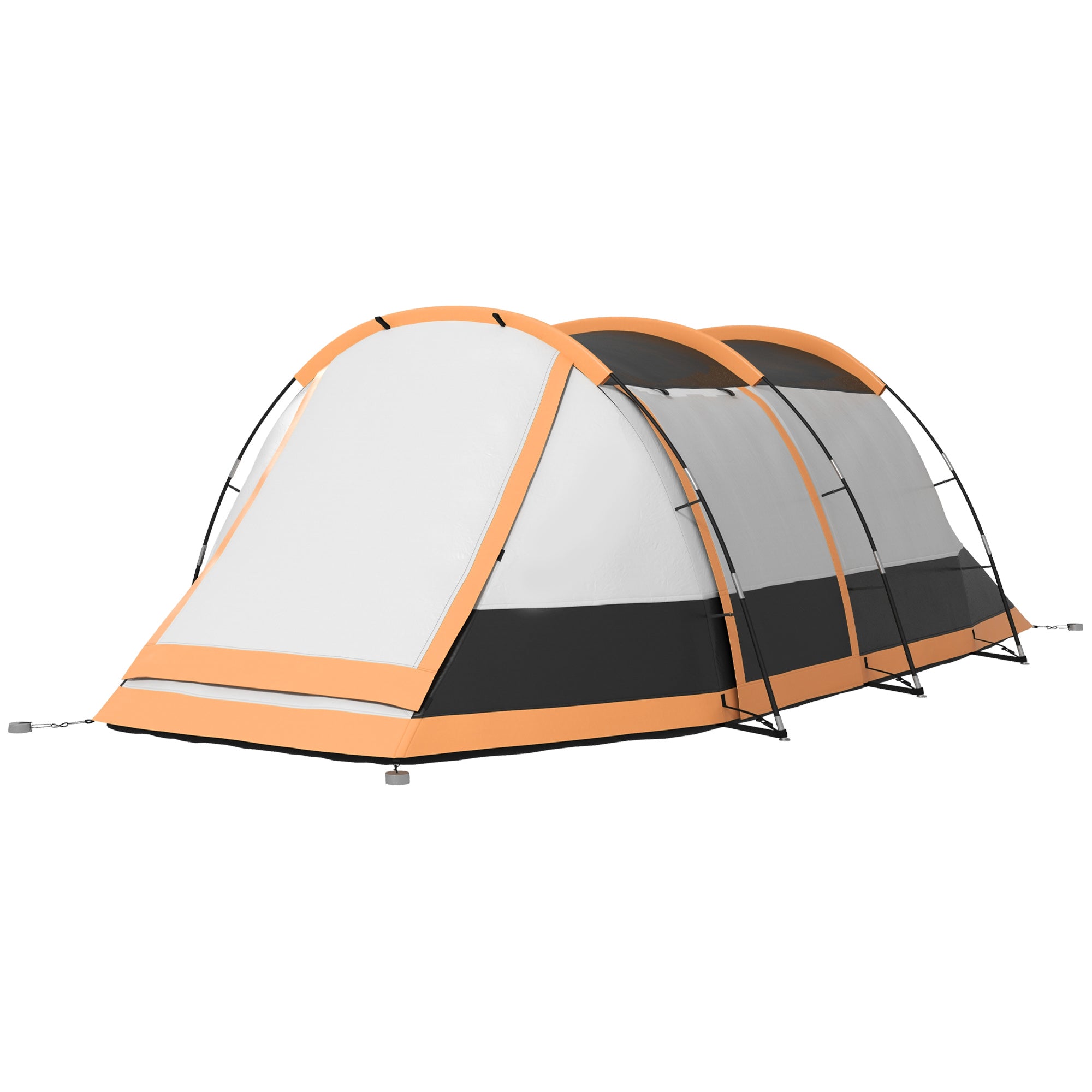 Family Camping Tent for 3-4 People Foldable Waterproof Camping Tent with 2 Rooms and Carrying Bag for Hiking 370x220x130 cm Grey