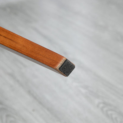 Set of 2 vintage style dining chairs with black synthetic covering seat and wooden legs