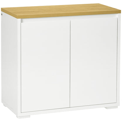 Living Room Sideboard Storage Cabinet Kitchen Auxiliary Furniture with 2 Doors and Adjustable Shelf for Dining Room Entryway 80x37x75 cm White