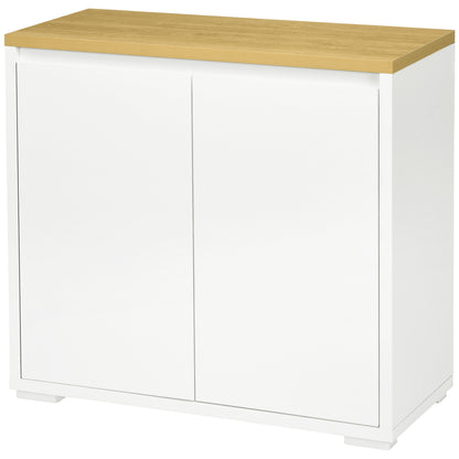 Living Room Sideboard Storage Cabinet Kitchen Auxiliary Furniture with 2 Doors and Adjustable Shelf for Dining Room Entryway 80x37x75 cm White