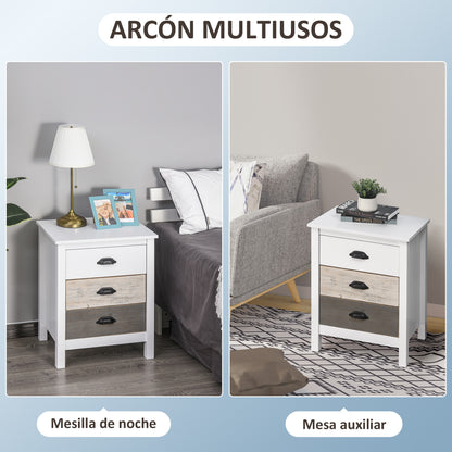 Modern Nightstand Bedside Table with 3 Drawers Bedside Table for Bedroom Living Room 50x38x65 cm White