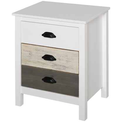 Modern Nightstand Bedside Table with 3 Drawers Bedside Table for Bedroom Living Room 50x38x65 cm White