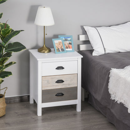 Modern Nightstand Bedside Table with 3 Drawers Bedside Table for Bedroom Living Room 50x38x65 cm White