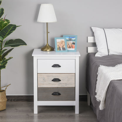 Modern Nightstand Bedside Table with 3 Drawers Bedside Table for Bedroom Living Room 50x38x65 cm White