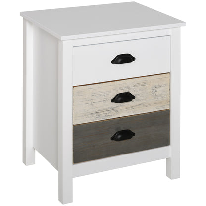 Modern Nightstand Bedside Table with 3 Drawers Bedside Table for Bedroom Living Room 50x38x65 cm White