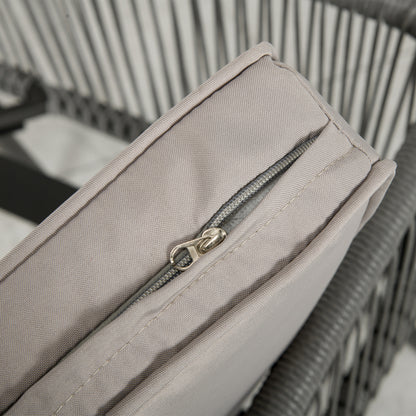 Synthetic Rattan Garden Furniture Set 3 Pieces Table and 2 Rattan Chairs with Removable Padded Cushions for Balcony Terrace Patio Gray