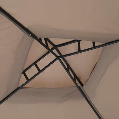 Pavilion with Double Roof, approx. 3x3 m Waterproof Stable Winterproof Garden Pavilion with Mosquito Net, Side Panels, Metal Garden Pavilion for Garden, Terrace, Gray