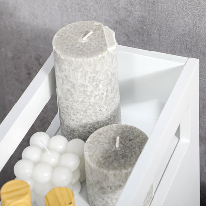 Bathroom Space Saver Cabinet with 4 Wheels, 2 Drawers, and Open Shelf, 16x49.5x66cm, White