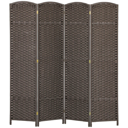4-Panel Room Divider 160x170 cm Foldable Room Separator for Living Room Bedroom Office Brown