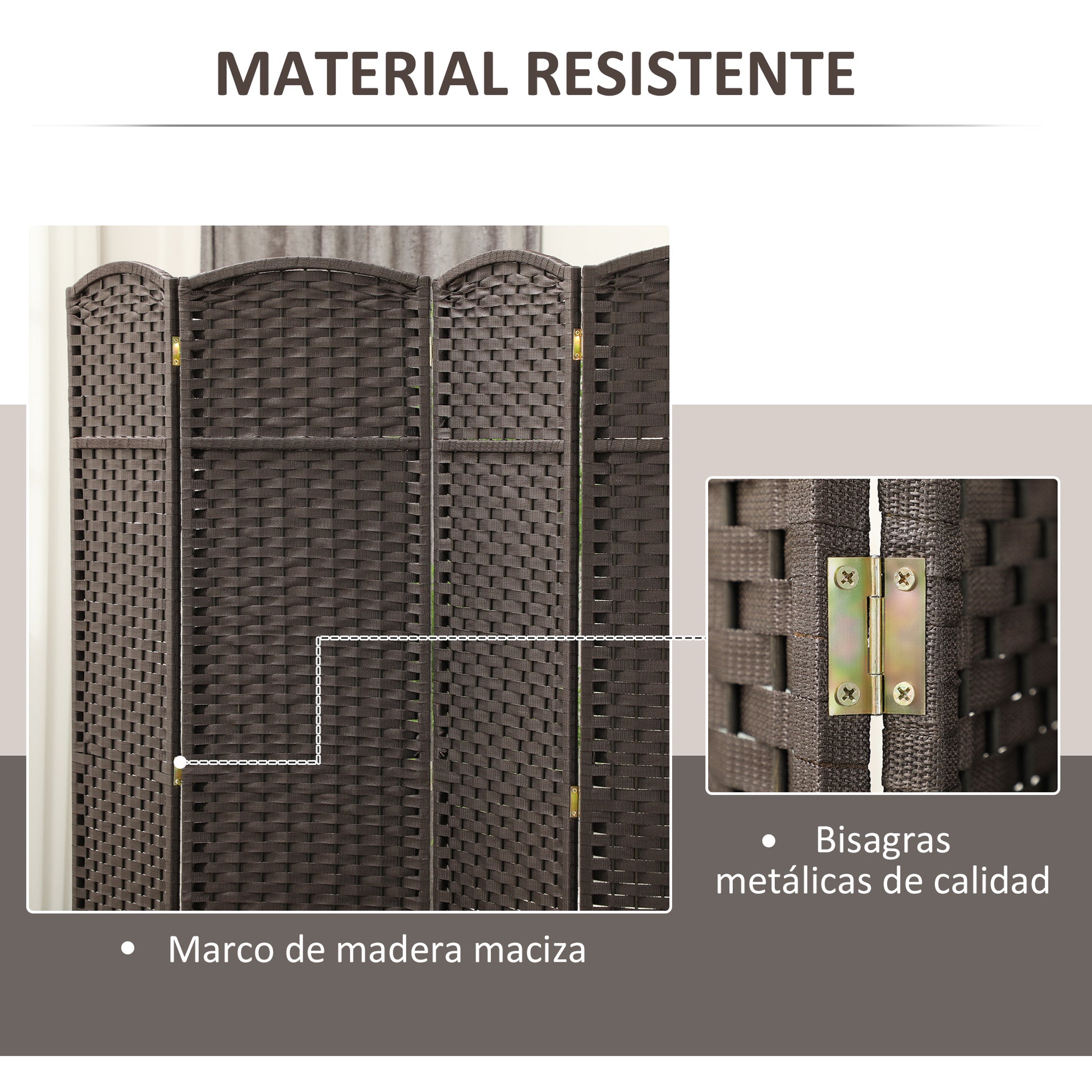 4-Panel Room Divider 160x170 cm Foldable Room Separator for Living Room Bedroom Office Brown