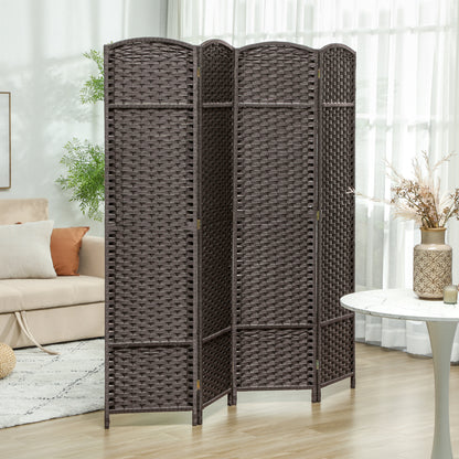 4-Panel Room Divider 160x170 cm Foldable Room Separator for Living Room Bedroom Office Brown