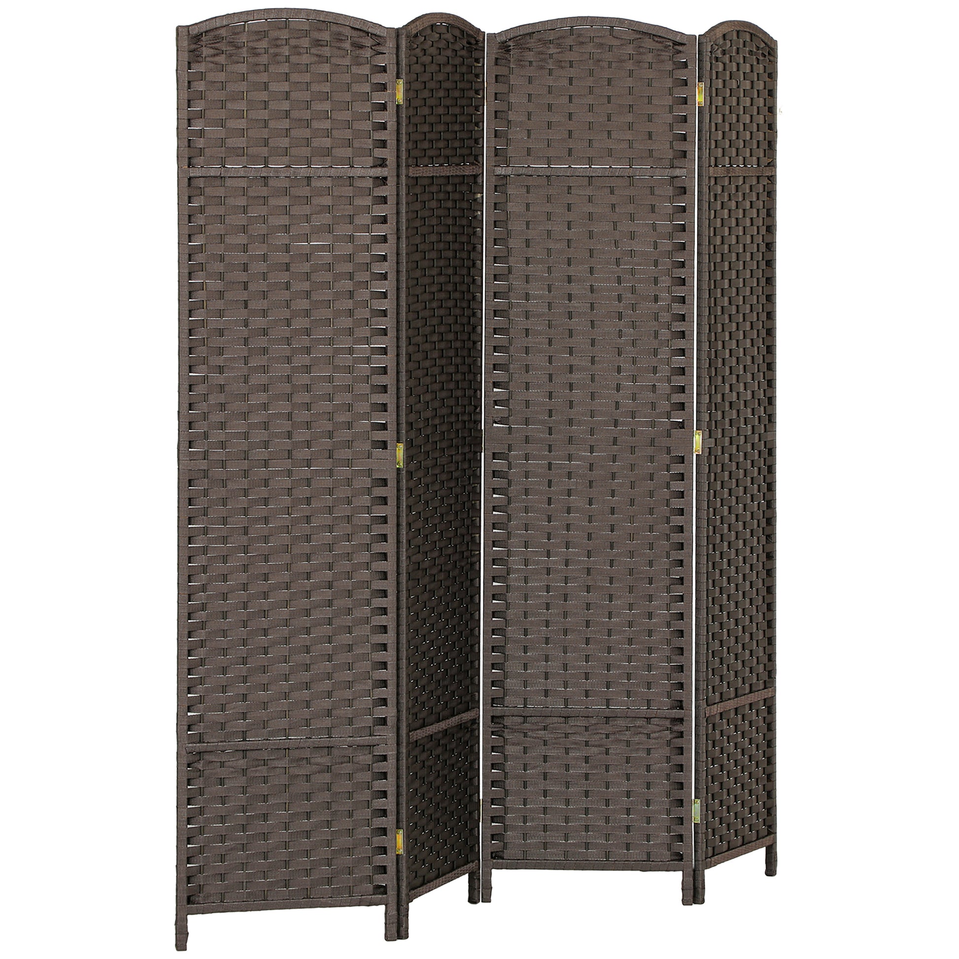 4-Panel Room Divider 160x170 cm Foldable Room Separator for Living Room Bedroom Office Brown