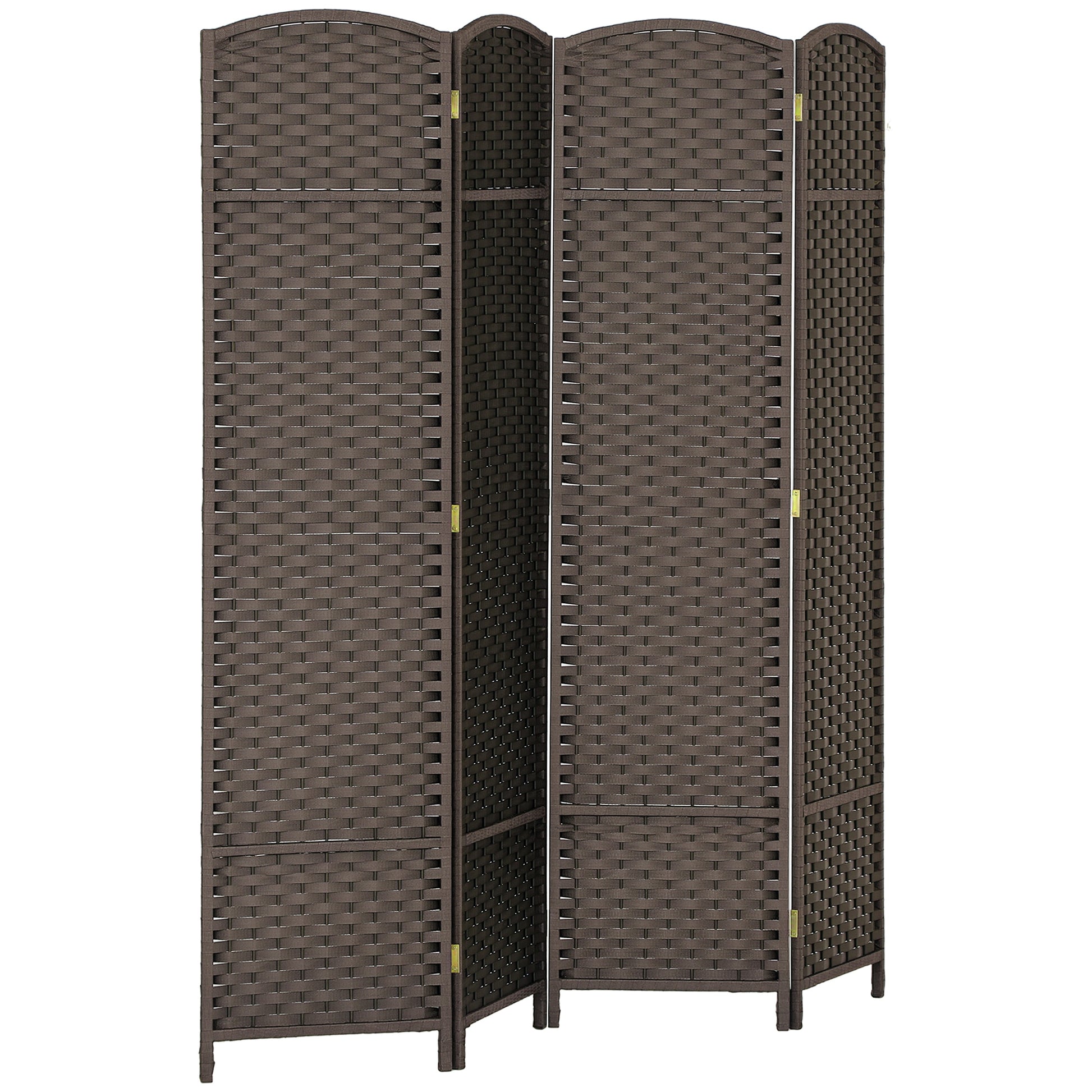 4-Panel Room Divider 160x170 cm Foldable Room Separator for Living Room Bedroom Office Brown