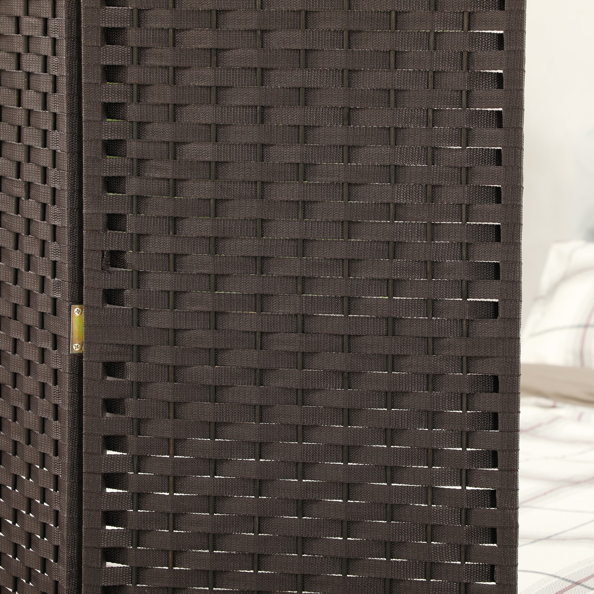 4-Panel Room Divider 160x170 cm Foldable Room Separator for Living Room Bedroom Office Brown