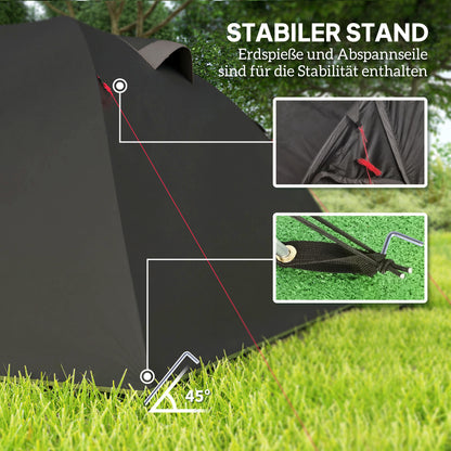 Tunnel Tent for 4 persons lightweight, stable waterproof UV 50+ camping tent with canopy double door window, groundsheet family tent with 3000mm water column tent for camping travel trekking garden