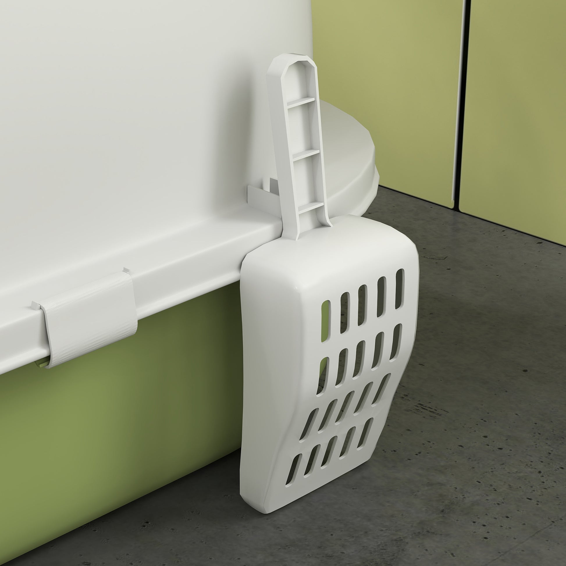 Covered Cat Litter Box Cat Litter Tray Closed with Removable Lid Removable Tray Carbon Filter Shovel and Top Handle 40.5x52x39 cm White and Green