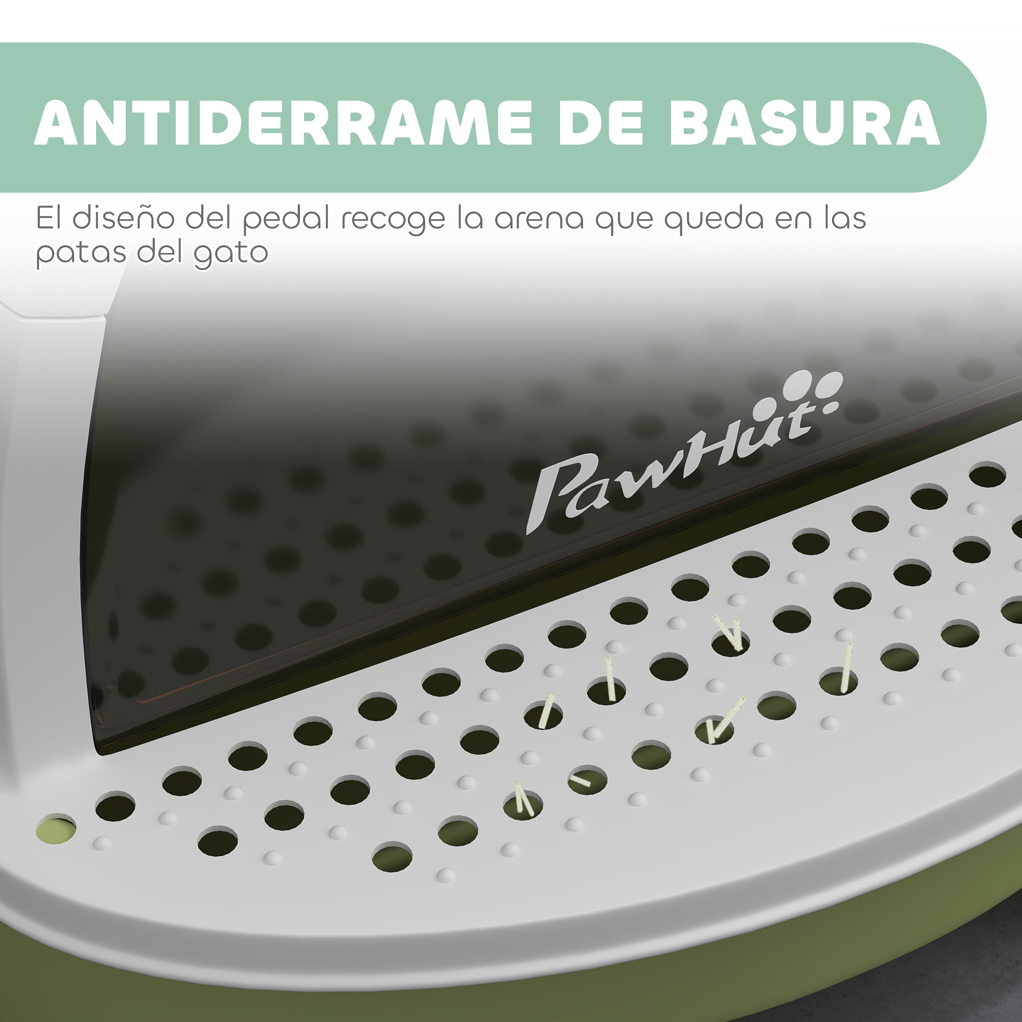 Covered Cat Litter Box Cat Litter Tray Closed with Removable Lid Removable Tray Carbon Filter Shovel and Top Handle 40.5x52x39 cm White and Green
