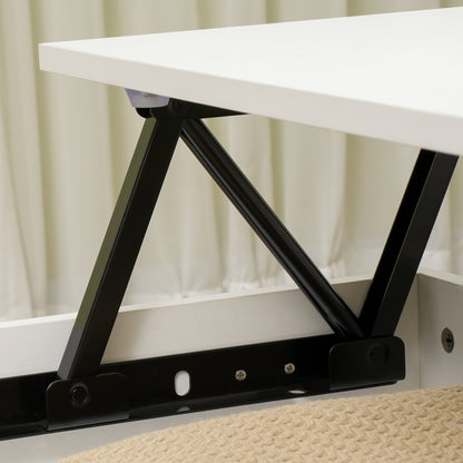 Rectangular Lift-Top Coffee Table Living Room Table with 1 Drawer and Storage in Wood dim. 100L x 50W x 49H cm White