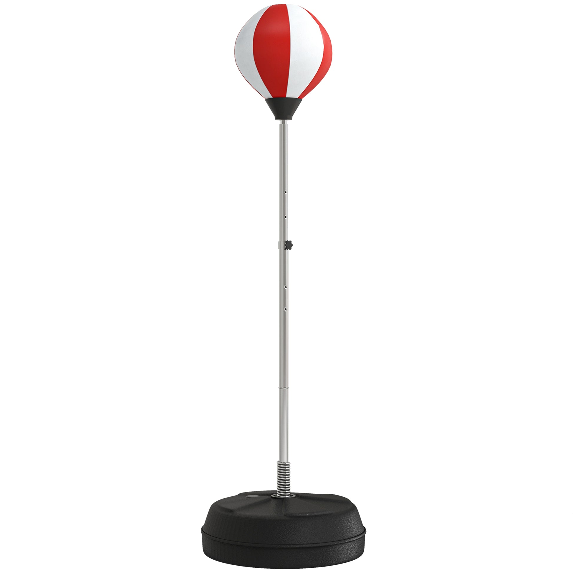 Adjustable Height Punching Bag on Stand with Gloves, Pump, and Weighted Base for Kids and Beginners - Red