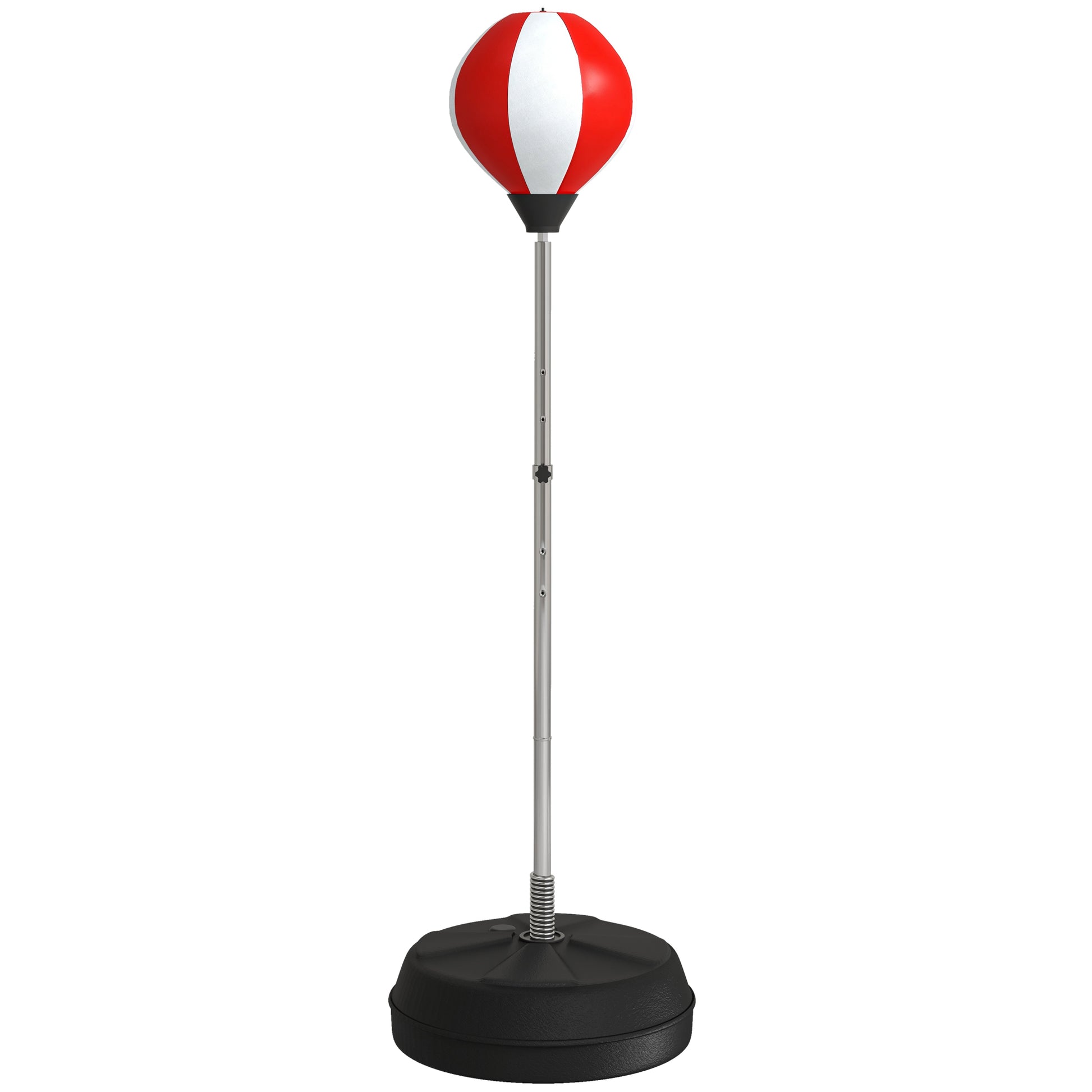 Adjustable Height Punching Bag on Stand with Gloves, Pump, and Weighted Base for Kids and Beginners - Red