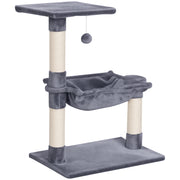 Climbing Tree Cat Scratching Post with Sisal Column Plush Hammock Chipboard Grey 50 x 36 x 70 cm