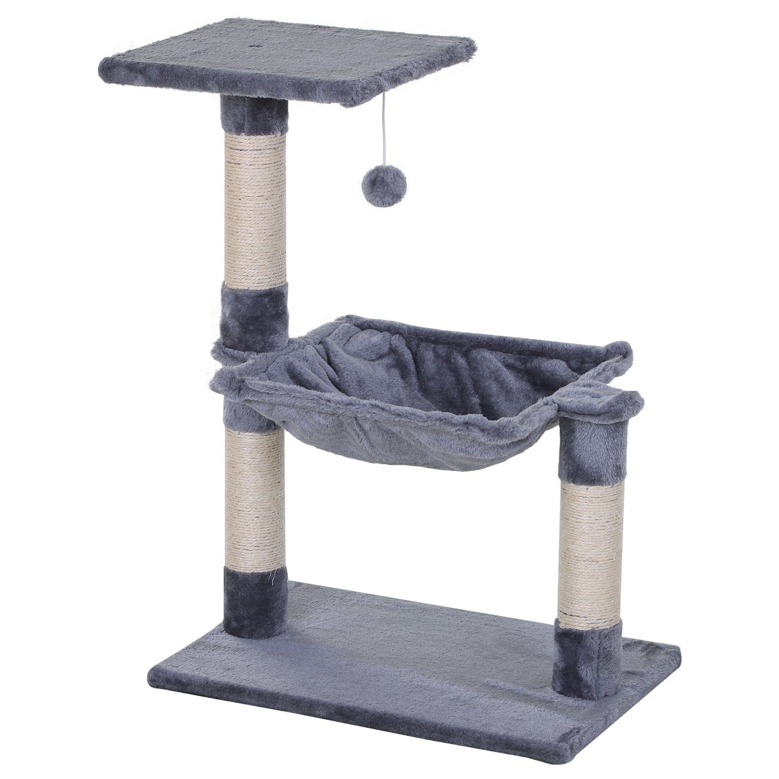 Climbing Tree Cat Scratching Post with Sisal Column Plush Hammock Chipboard Grey 50 x 36 x 70 cm