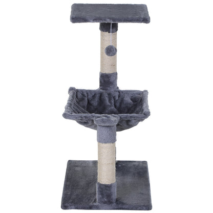 Climbing Tree Cat Scratching Post with Sisal Column Plush Hammock Chipboard Grey 50 x 36 x 70 cm