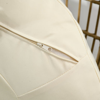 Wicker Chair in Basket Shape, Rattan Chair with Seat Cushion, Elevated Garden Chair for Balcony, Terrace, Metal, Khaki, 105 x 90 x 148 cm