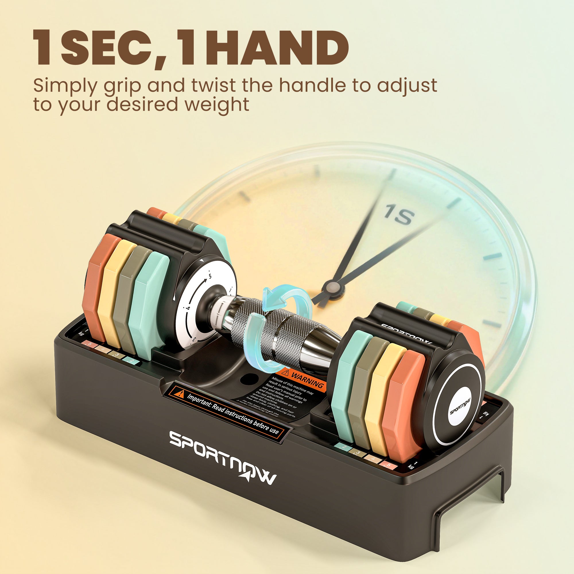 SPORTNOW Adjustable Dumbbell Set 1–5 kg (2.2–11 lb) — Quick-Adjust Tray, Non-Slip Chrome Handle, Space-Saving