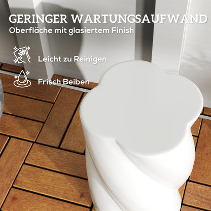 Ceramic Spiral Stool 120kg Load Capacity Ø33 x 45 cm Weatherproof Garden Stool with Lid Side Table Flower Stool Footstool for Indoor Outdoor Camping Garden Balcony White