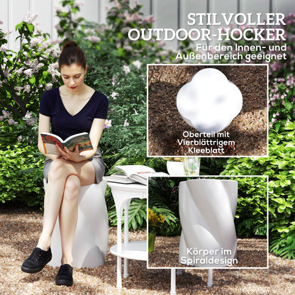 Ceramic Spiral Stool 120kg Load Capacity Ø33 x 45 cm Weatherproof Garden Stool with Lid Side Table Flower Stool Footstool for Indoor Outdoor Camping Garden Balcony White