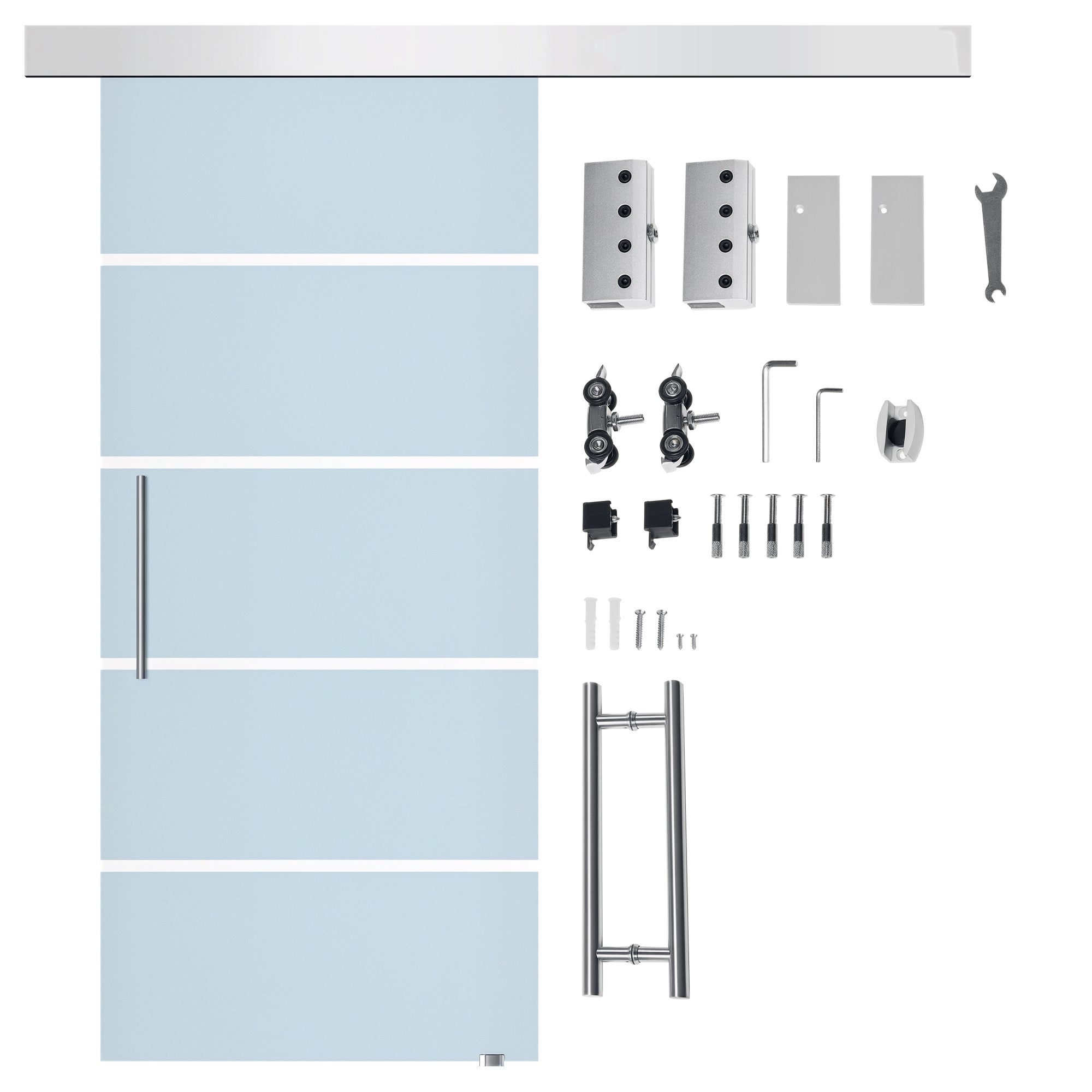 Sliding Glass Door Sliding Frosted Safety Glass Door 102.5x205 cm