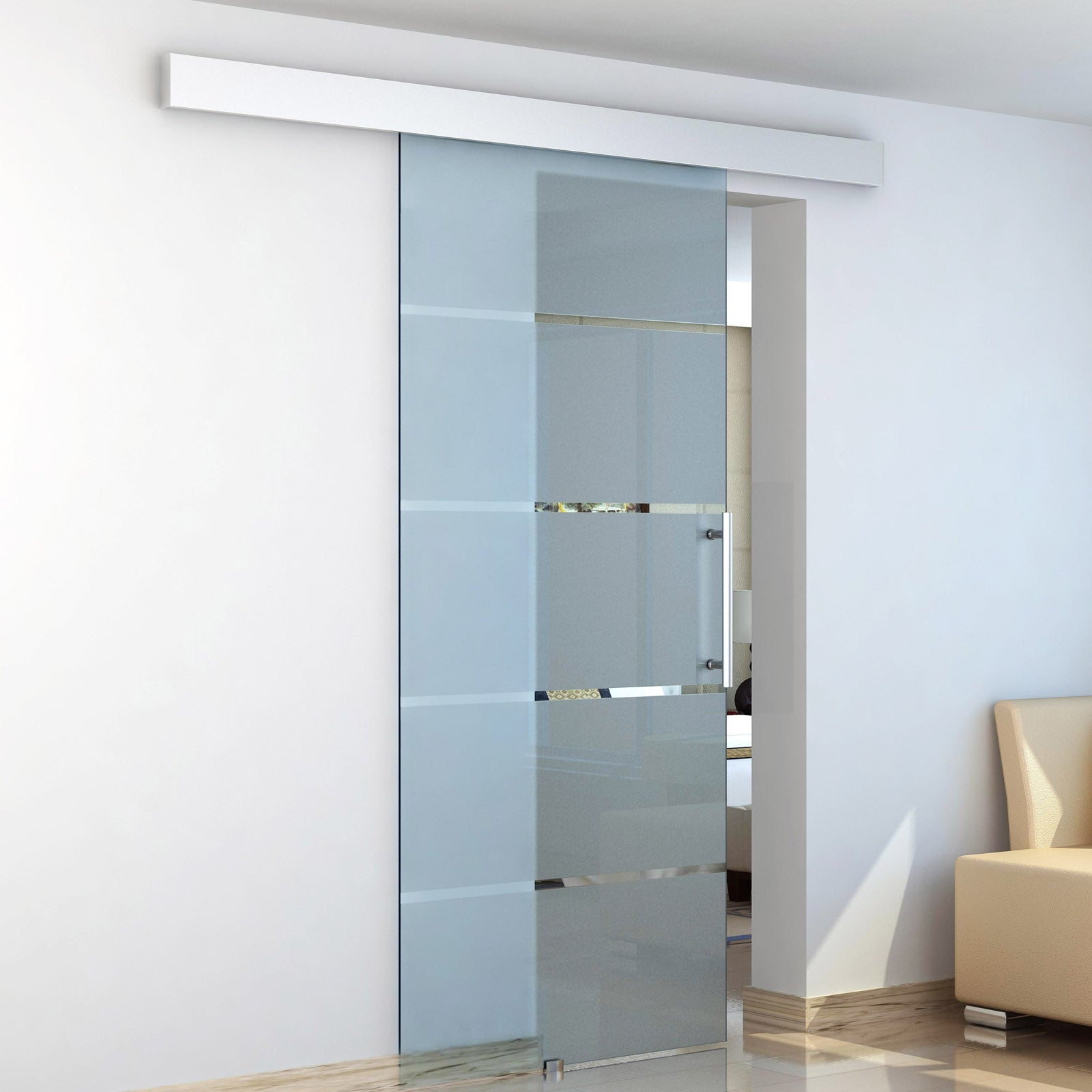Sliding Glass Door Sliding Frosted Safety Glass Door 102.5x205 cm