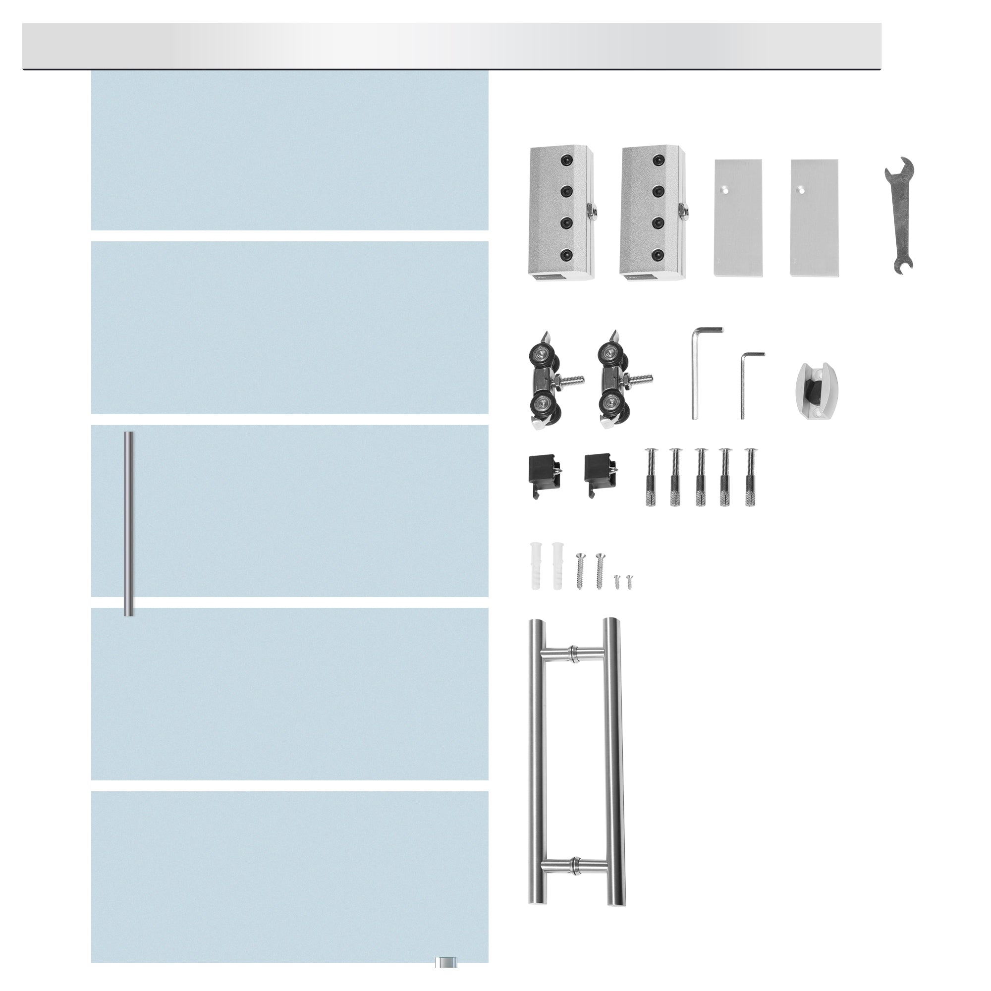 Sliding Glass Door Sliding Frosted Safety Glass Door 102.5x205 cm