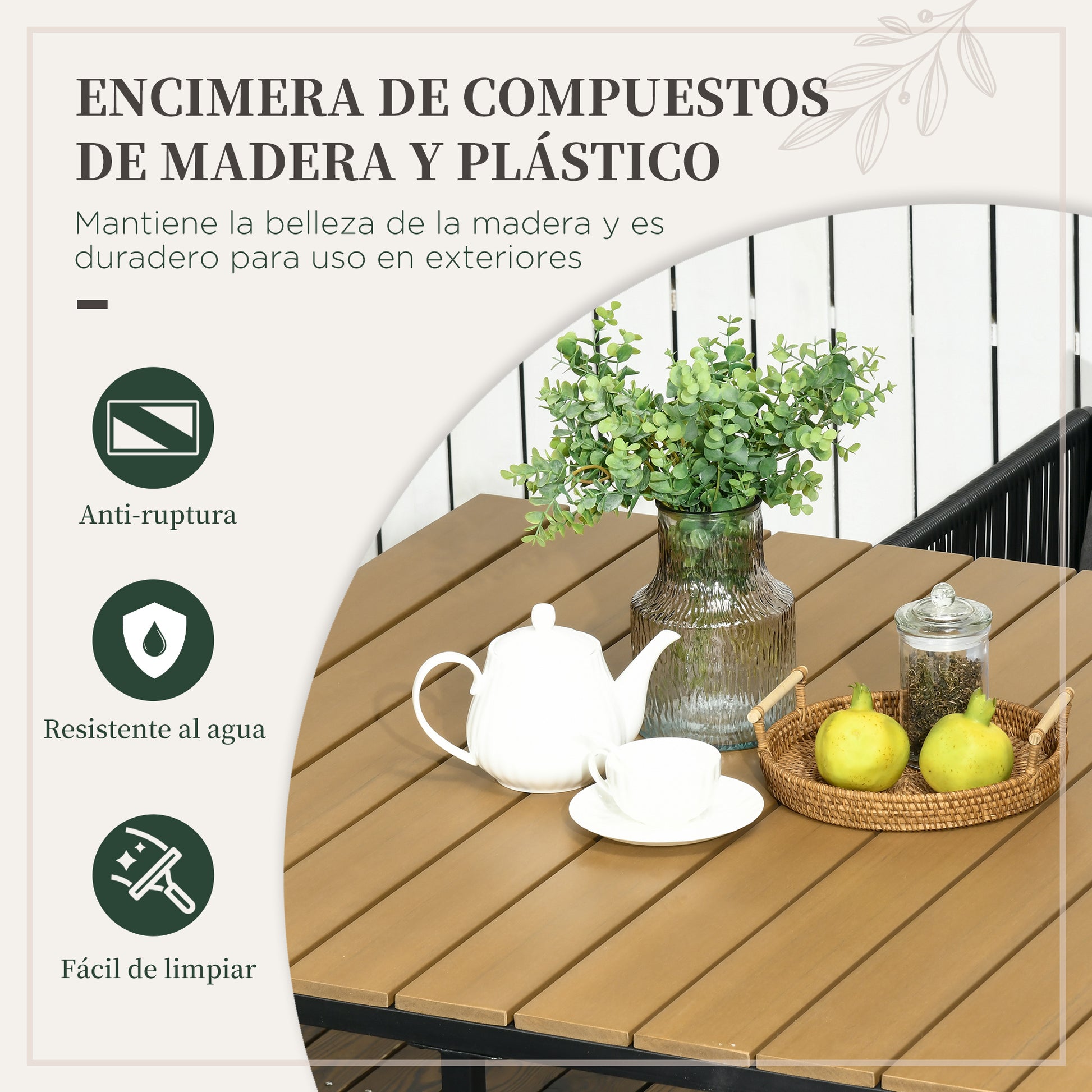 5-Piece Synthetic Rattan Garden Furniture Set for Outdoor Garden with Square Table and 4 Chairs Cushions Black and Natural