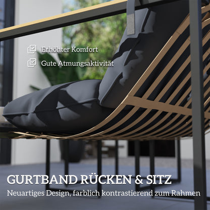 Steel Garden Furniture Set 4 People Weatherproof Balcony Furniture Set with 2-Seater Sofa 2 Armchairs, Seat Cushions, Side Table, Outdoor Seating Group Patio Furniture Garden Set for Garden Terrace Balcony Gray