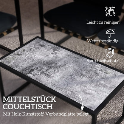 Steel Garden Furniture Set 4 People Weatherproof Balcony Furniture Set with 2-Seater Sofa 2 Armchairs, Seat Cushions, Side Table, Outdoor Seating Group Patio Furniture Garden Set for Garden Terrace Balcony Gray