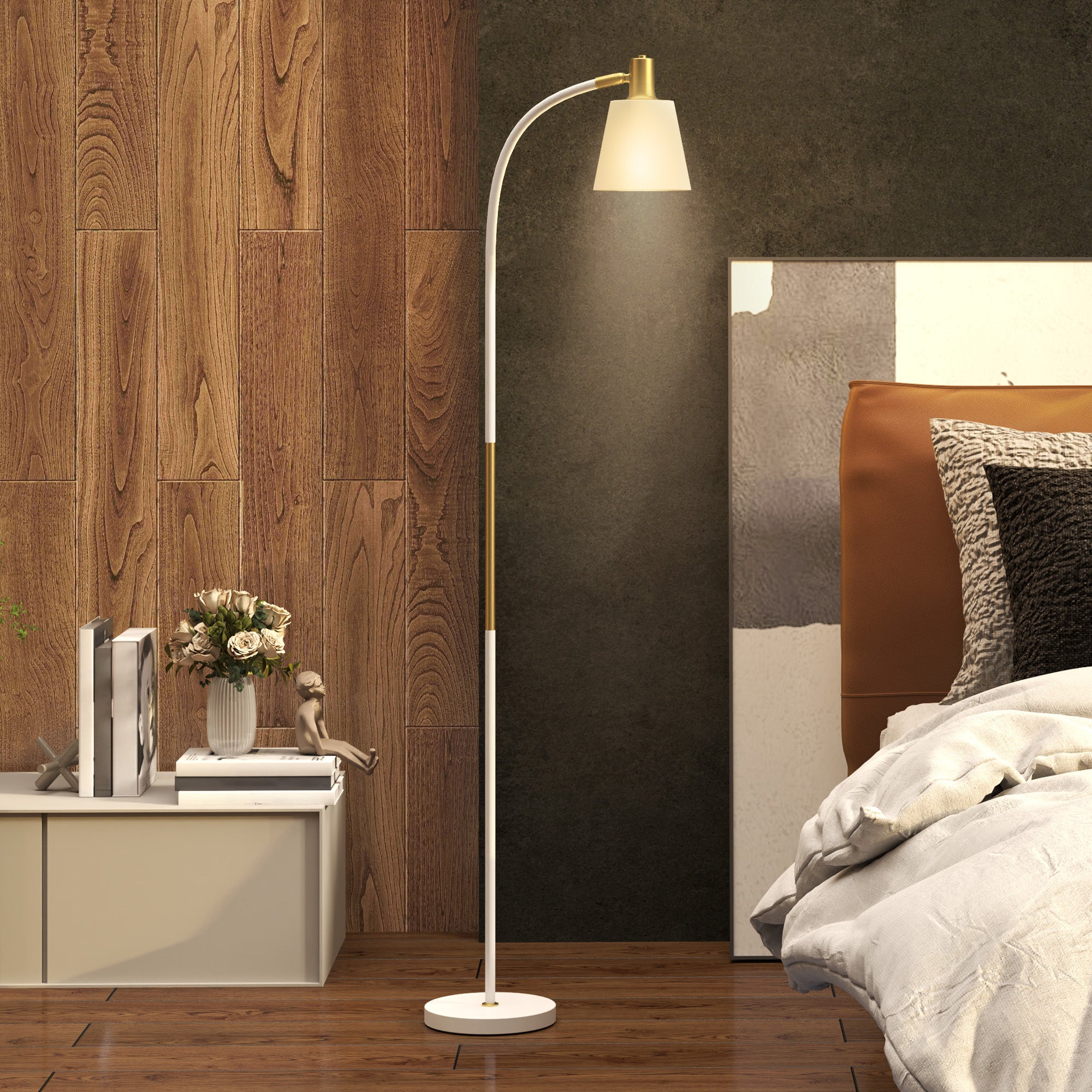 Adjustable Height Floor Lamp for Living Room 127-160 cm with Switch, E27 Socket, Floor Lamp Living Room, Bedroom, Office, White