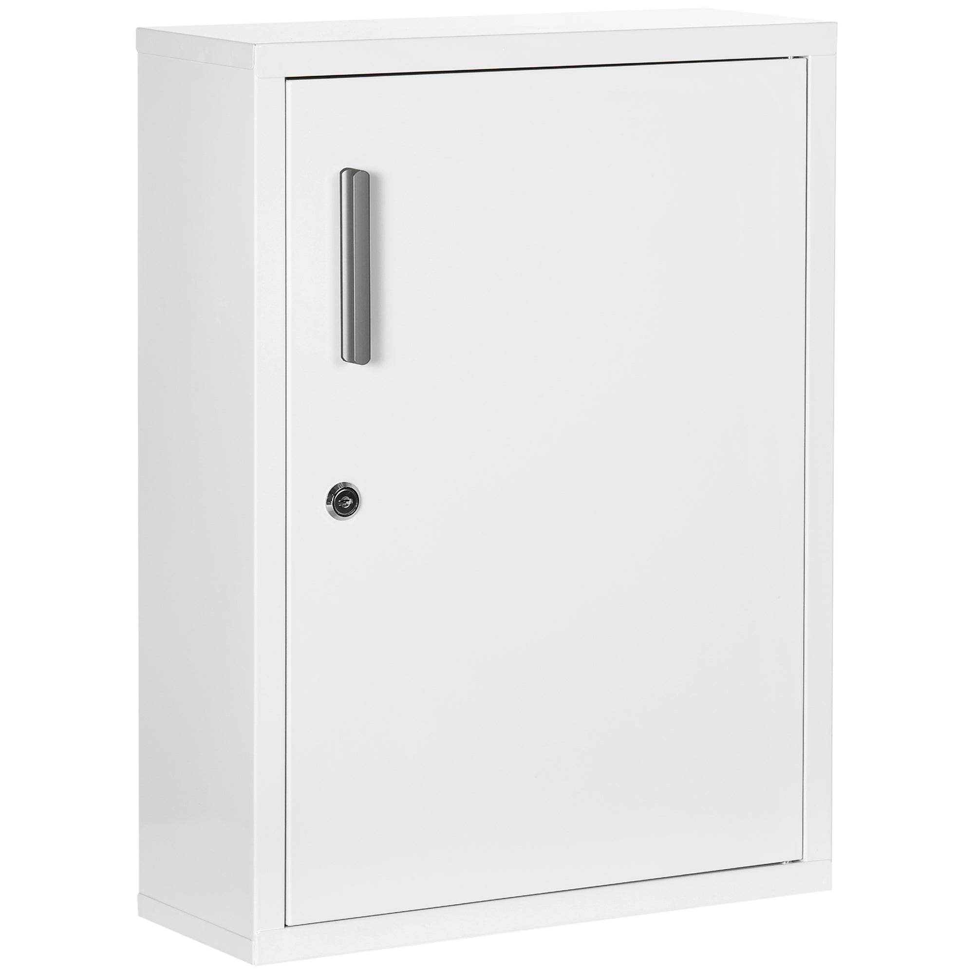 Wall Mounted Medicine Cabinet 2 Shelves 3 Levels with Lockable Door 2 Keys Steel 40 x 15 x 53.5 cm White