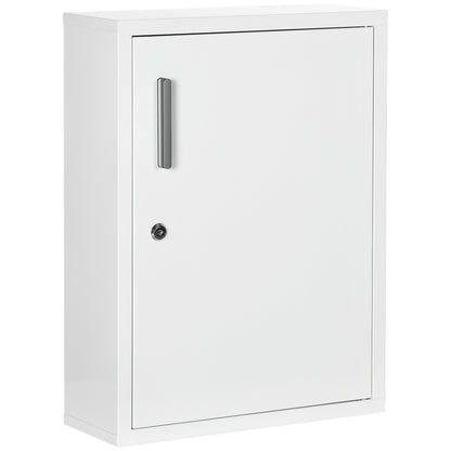Wall Mounted Medicine Cabinet 2 Shelves 3 Levels with Lockable Door 2 Keys Steel 40 x 15 x 53.5 cm White