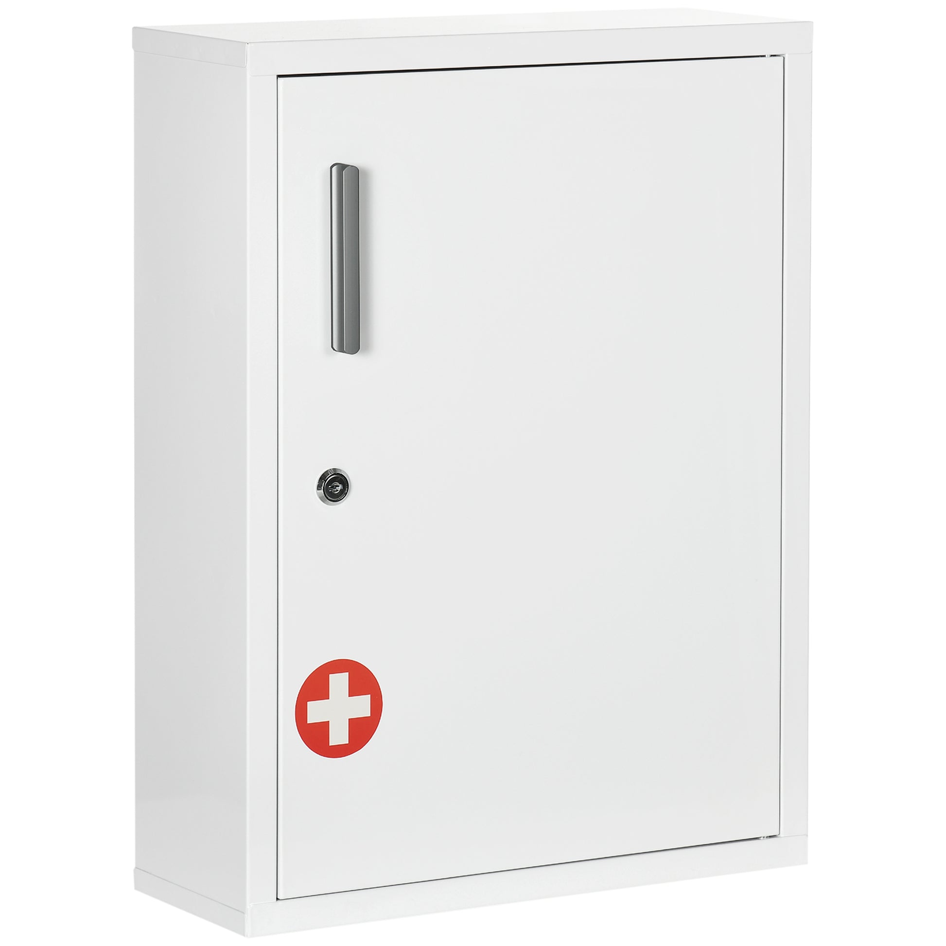 Wall Mounted Medicine Cabinet 2 Shelves 3 Levels with Lockable Door 2 Keys Steel 40 x 15 x 53.5 cm White