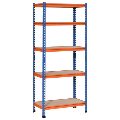 Metal Storage Shelf 80x40x182 cm with 5 Adjustable Levels Load Capacity per Shelf 300 kg for Warehouse Garage Workshop Blue and Orange