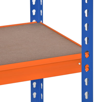 Metal Storage Shelf 80x40x182 cm with 5 Adjustable Levels Load Capacity per Shelf 300 kg for Warehouse Garage Workshop Blue and Orange