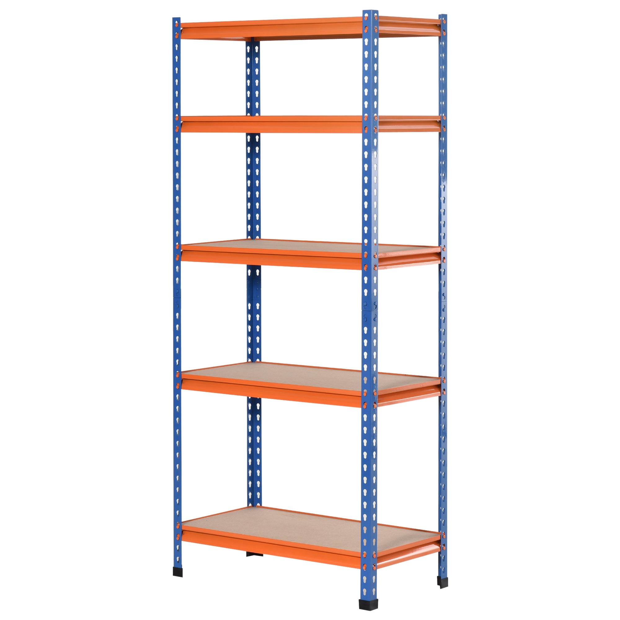 Metal Storage Shelf 80x40x182 cm with 5 Adjustable Levels Load Capacity per Shelf 300 kg for Warehouse Garage Workshop Blue and Orange