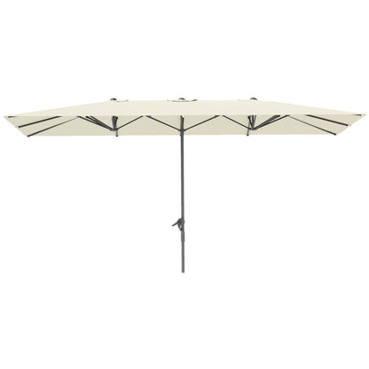 Double Sun Umbrella with Crank 451 x 264 cm, UV Protection 50+ Sun Umbrella, Windproof Garden Umbrella Balcony Umbrella Aluminum Market Umbrella Sun Protection for Balcony Terrace Garden Cream White