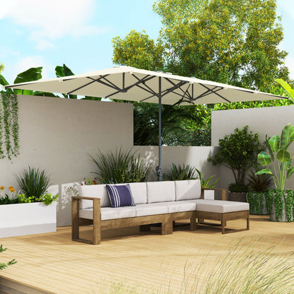 Double Sun Umbrella with Crank 451 x 264 cm, UV Protection 50+ Sun Umbrella, Windproof Garden Umbrella Balcony Umbrella Aluminum Market Umbrella Sun Protection for Balcony Terrace Garden Cream White