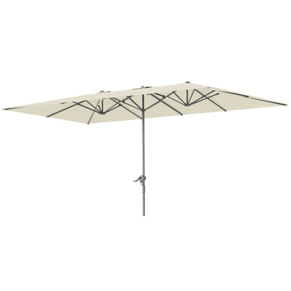 Double Sun Umbrella with Crank 451 x 264 cm, UV Protection 50+ Sun Umbrella, Windproof Garden Umbrella Balcony Umbrella Aluminum Market Umbrella Sun Protection for Balcony Terrace Garden Cream White