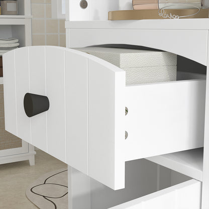 Bathroom Cabinet Tall Cabinet with 3 Shelves, 1 Drawer Storage Cabinet for Bathroom, Living Room White, 34x24x170.5cm